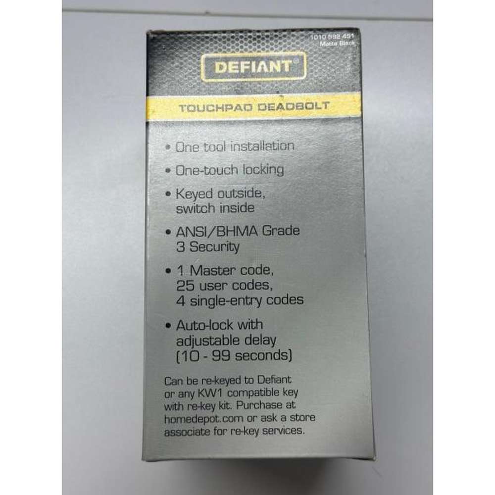 (Sealed) DEFIANT Deadbolt Lock, Electronic & Touchpad - Matte Black