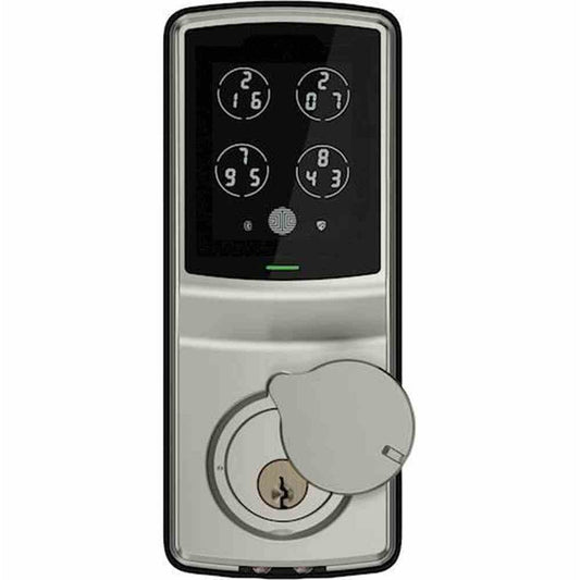 Secure Pro Satin Nickel Deadbolt WiFi Smart Lock with 3D Fingerprint, Hack-proof Keypad, Mobile App, Alexa/Hey Google