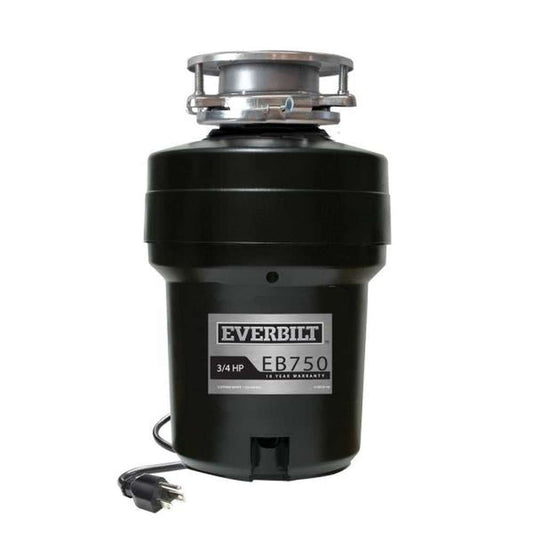 3/4 HP Continuous Feed Garbage Disposal with Stainless Steel Sink Flange and Attached Power Cord