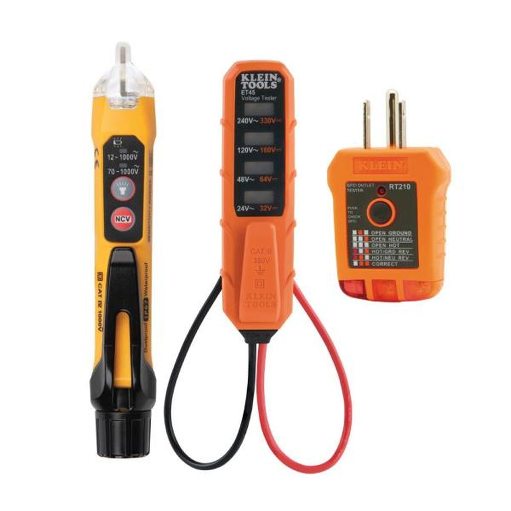 Klein Tools 3-Piece AC/DC Voltage Tester, Non-Contact Voltage Tester and Outlet Tester Tool Set