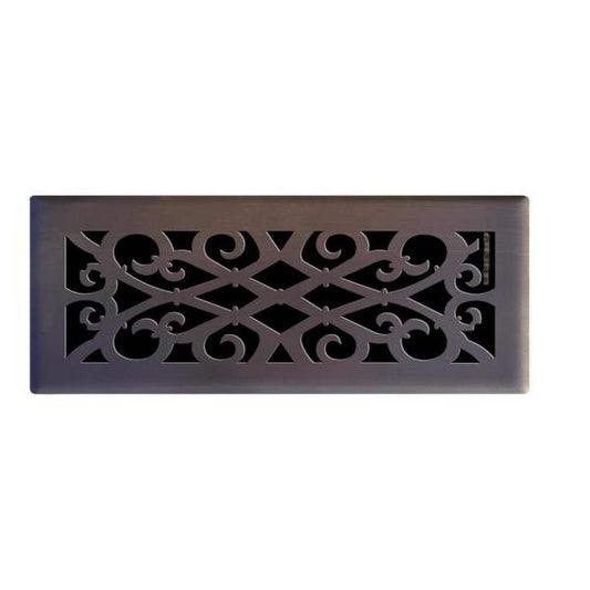 Elegant Scroll 4 in. X 12 in. Steel Floor Register in Oil Rubbed Bronze