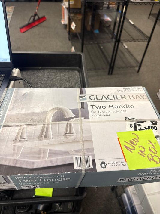 Glacier Bay Irena 8 in. Widespread 2-Handle Bathroom Faucet in Brushed Nickel