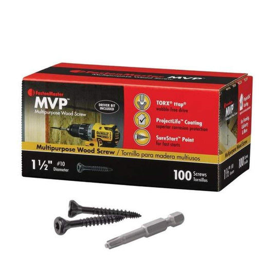 #10 X 1-1/2 in. Trox TAP Drive Sure Sink Flat Head MVP Multi-Purpose Wood Screw (100-Pack)