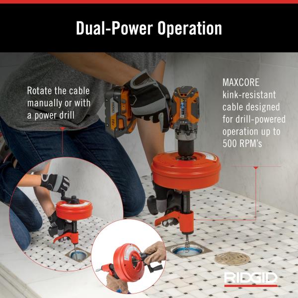 Ridgid 57043 POWER SPIN+ Power Spinner Drain Cleaner