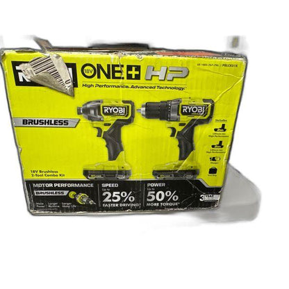 RYOBI ONE+ HP 18V Brushless 2-Tool Combo Kit - Impact Driver, Drill/Driver, High Performance, 2Ah Batteries, 3-Year Warranty