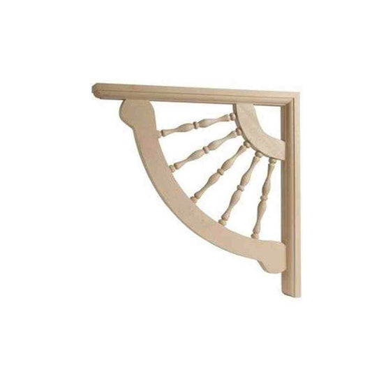 Spindle Gingerbread Bracket with Mounting Hardware - Medium, 12 in. X 12 in. X 1.5 in. - Sanded Unfinished Hardwood