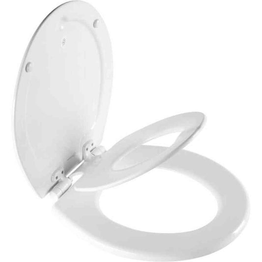 NextStep2 Children's Potty Training Round Enameled Wood Closed Front Toilet Seat in White with Plastic Child Seat