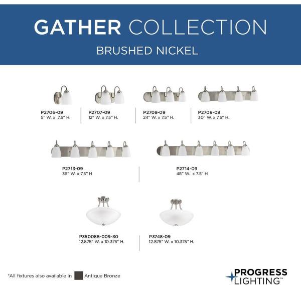 Progress Lighting P2708-09 Gather Bath & Vanity, Brushed Nickel