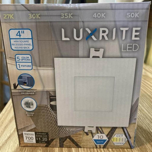 Luxrite LR23759 4-inch  10 Watt  Color Adjustable LED Mini-square Panel Recessed Downlight.