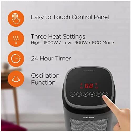 1500-Watt 23 in. Digital Tower Indoor Ceramic Heater Quiet Operation W/ Safety Overheat Protection and Fan Mode in Black