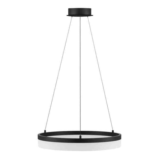 Kipling 35-Watt Black Modern Integrated LED Pendant Light with Frosted Acrylic Shade