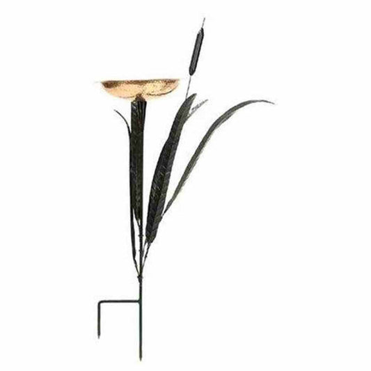 50 in. Tall Copper Single Cattail Birdbath with 1 Bowl and Stake