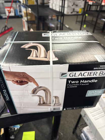 Nadina 4 in. Centerset Double Handle Bathroom Fountain Faucet in Brushed Nickel