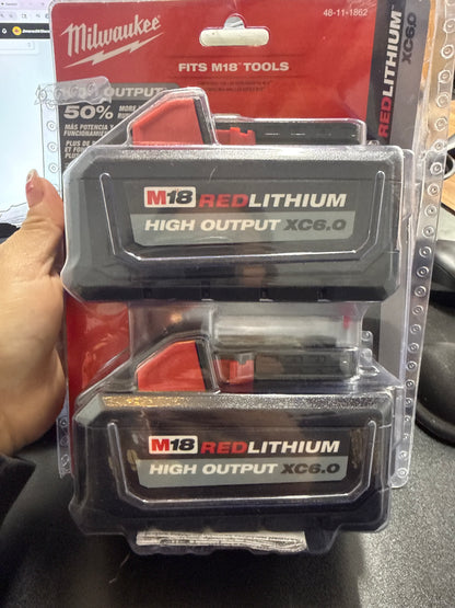 Milwaukee M18 REDLITHIUM HIGH OUTPUT XC 6.0Ah Battery Pack (2 Pack) - 48-11-1862