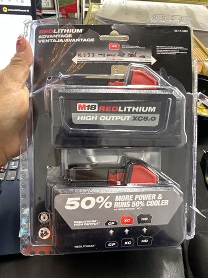 Milwaukee M18 REDLITHIUM HIGH OUTPUT XC 6.0Ah Battery Pack (2 Pack) - 48-11-1862