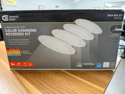 Ultra Slim Integrated LED 6 in Round Adj Color Temp Canless Recessed Light for Kitchen Bath Living Rooms, White 4-Pack