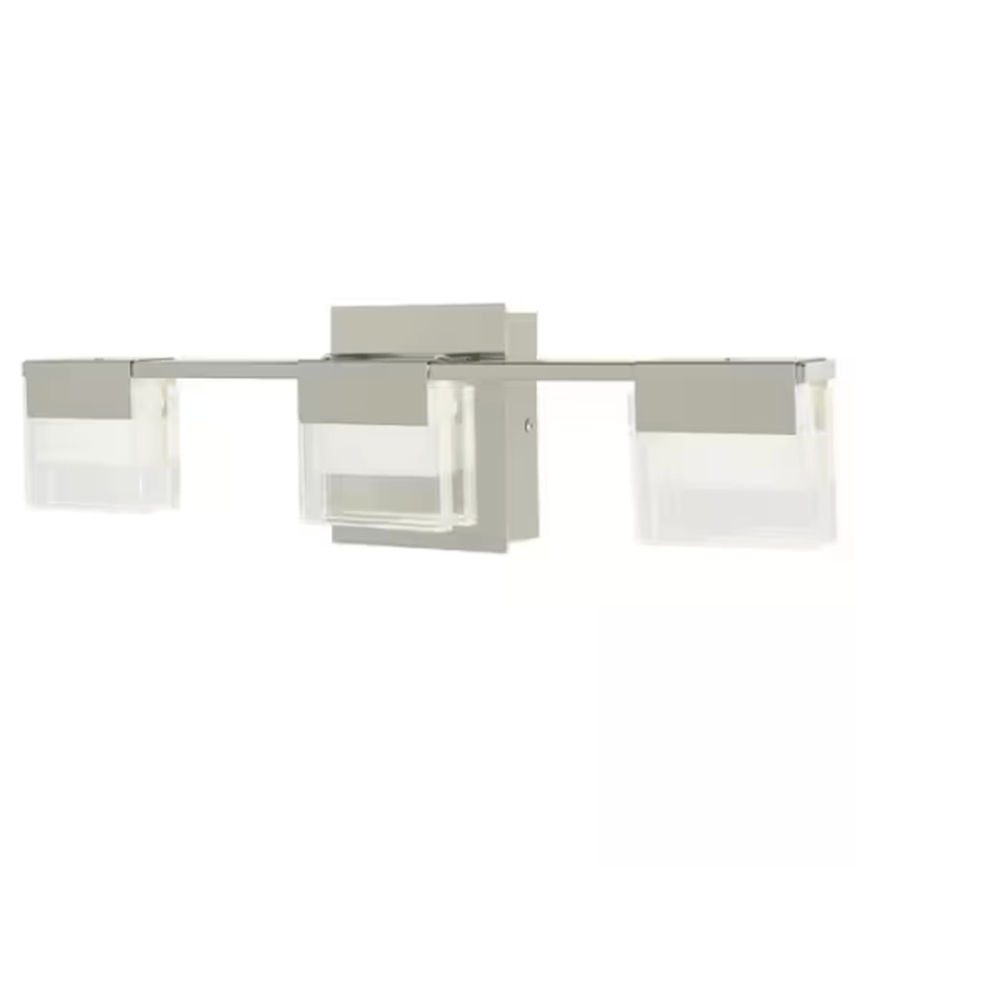 VICINO 21.26 in. W x 5.71 in. H 3-Light Brushed Nickel Integrated LED Bathroom Vanity Light with Rectangular Shades