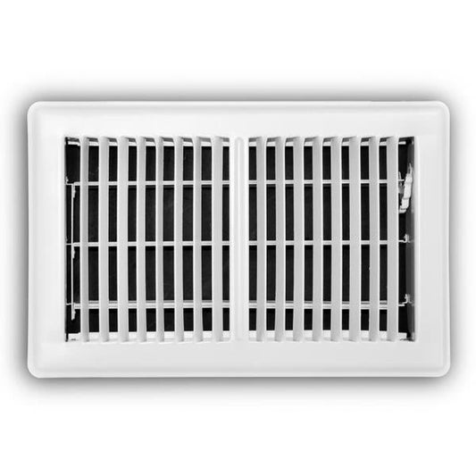 6 in. X 10 in. 2-Way Steel Floor Register in White