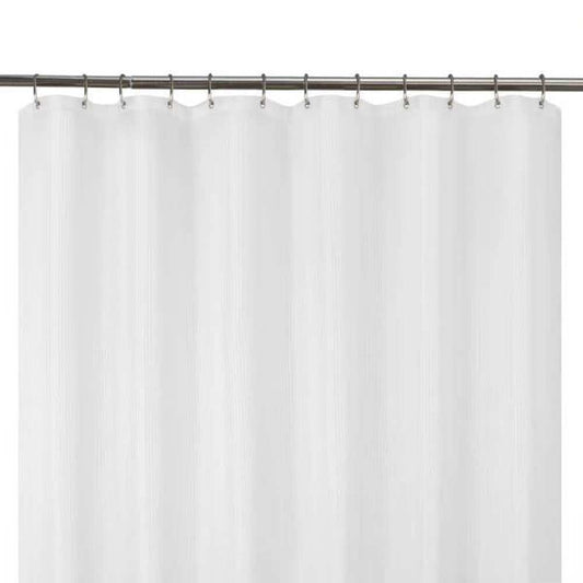 72 in. W X 70 in. L 100% Waterproof Striped Fabric Shower Curtain Liner in White