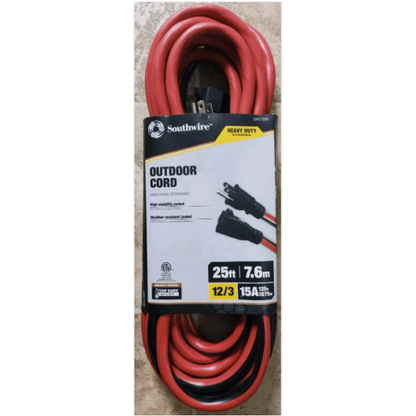 Southwire Heavy Duty Outdoor Extension Cord 12/3 25ft Weather Resistant High Visibility