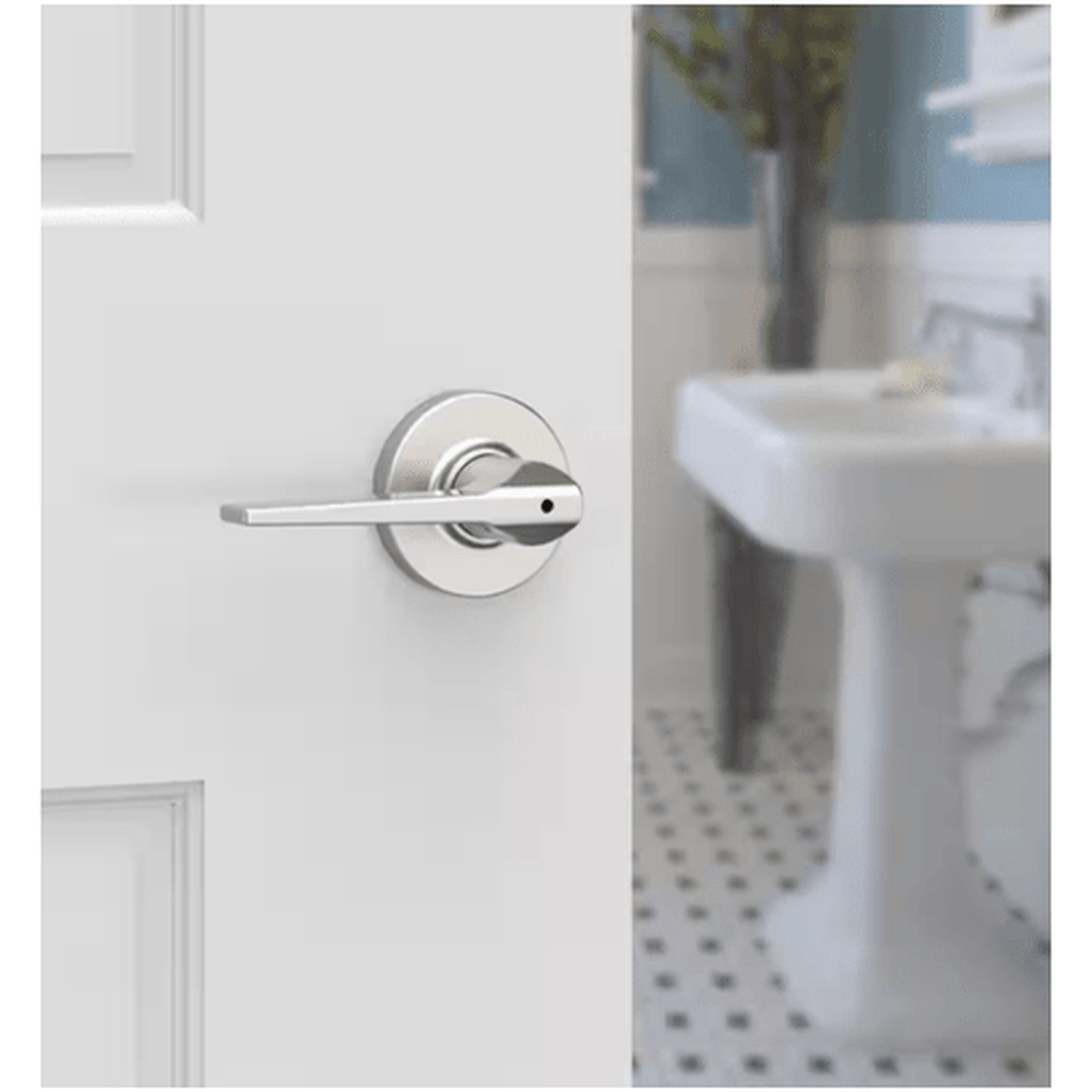 Kwikset Hollis Round Rose Satin Nickel Privacy Bed/Bath Door Lever