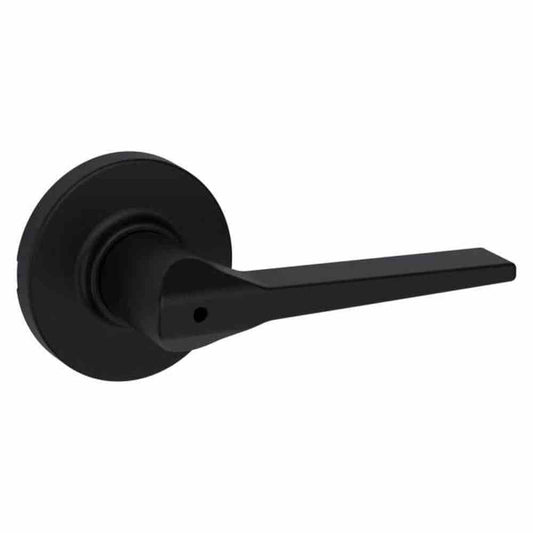 Hollis Round Rose Matte Black Privacy Bed/Bath Door Lever