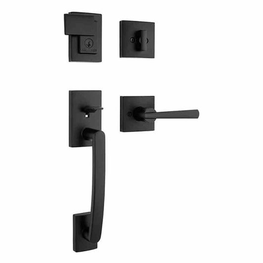 Baldwin 180SPHxSPL-SQR-SMT Spyglass Single Cylinder Keyed Entry Handleset from the Prestige Collection Matte Black Door Hardware Handlesets Keyed