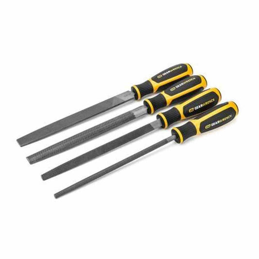 8 in. Flat, Half Round, Round, and Triangular Bastard File Set with Handles (4-Piece)