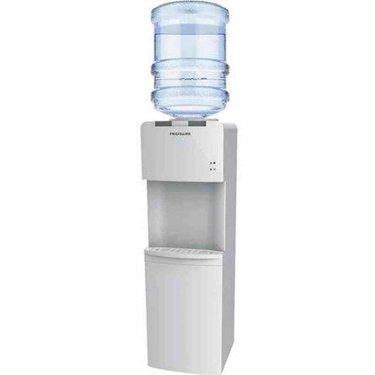 Frigidaire Water Cooler White: Freestanding Electric Dispenser, 5 Gallon Capacity, Hot & Cold, Safety Switch