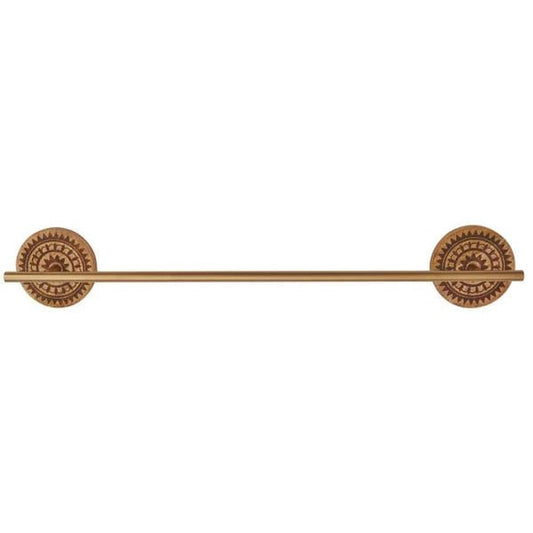 Zuri Wall Mount Wood and Gold Finish Towel Bar 24 in.