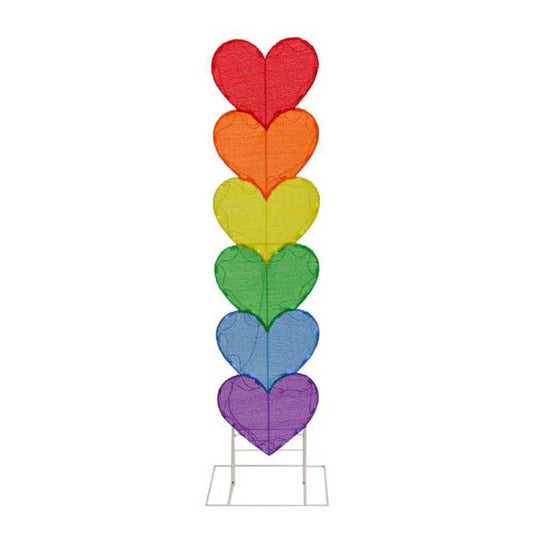 63  Stacked Rainbow Fabric Hearts with 60 LED Lights