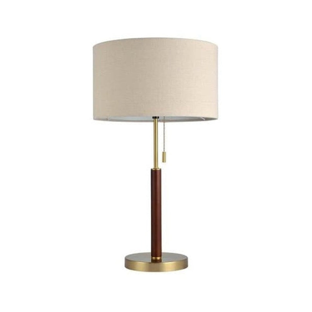 24 in. Walnut and Brass Table Lamp