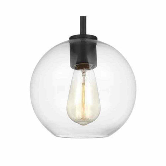 Orley 1-Light Midnight Black Pendant Light with Clear Glass Globe Shade