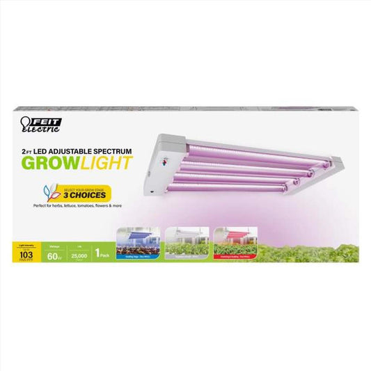 24 in. 19-Watt White LED 3 Adjustable Spectrum Linkable Plant Grow Light Fixture White Adjustable Light