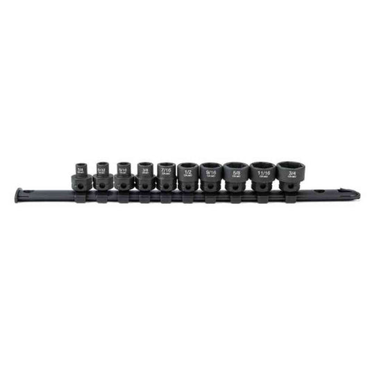 3/8 in. Drive Low Profile SAE 6-Point Impact Socket Set (10-Piece)