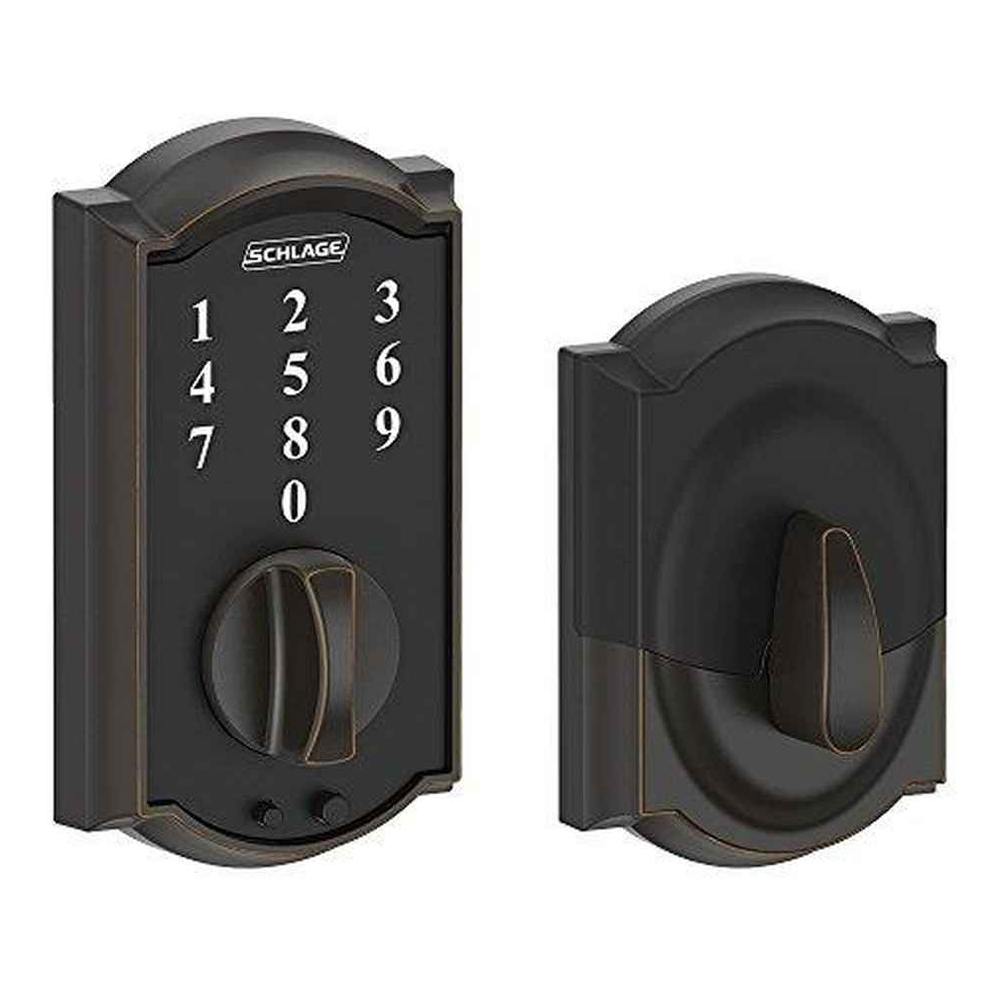 Camelot Aged Bronze Electronic Touch Keyless Touchscreen Deadbolt with Thumbturn