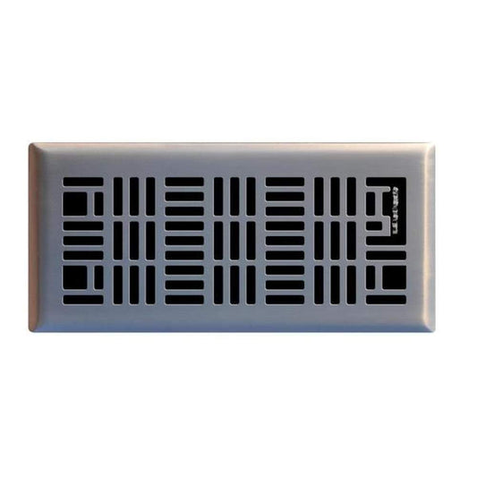 Art Nouveau 4 in. X 10 in. Steel Floor Register in Brushed Nickel