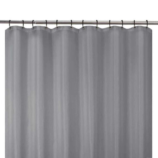 72 in. W X 70 in. L 100% Waterproof Striped Fabric Shower Curtain Liner in Grey