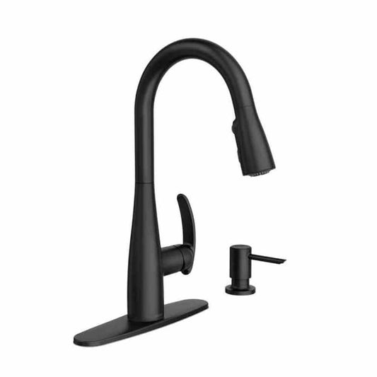 Reyes Single-Handle Pull-Down Sprayer Kitchen Faucet with Reflex and Power Clean in Matte Black