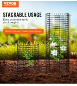 vevor 6-Pack Plant Protector from Animals 12.6 in. Dia. x 14 in. H Chicken Wire Plant Protector Plant Cage 18-Piece Metal Mesh