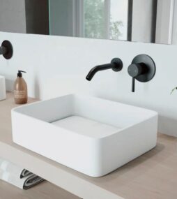 VIGO Olus Single Handle Wall Mount Bathroom Faucet in Matte Black