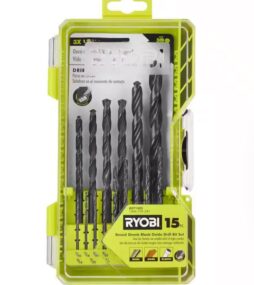 RYOBI Black Oxide Round Shank Drill Bit Set (15-Piece)