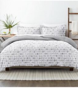 Becky Cameron Premium Down Alternative Light Gray Moonlight Stars Reversible Microfiber King Comforter Set