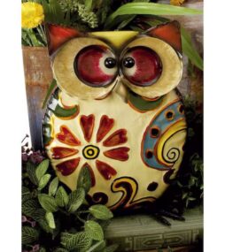 Litton Lane 11 in. Metal Indoor Outdoor Owl Garden Sculpture with Floral Pattern