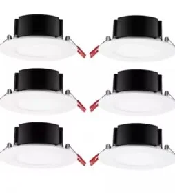 Commercial Electric Box on Top Integrated LED 4 in Round Canless Recessed Light for Kitchen Bathroom Livingroom, White Soft White 6-Pack