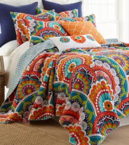Serendipity 3-Piece Multicolor Floral Mandala Cotton King/Cal King Quilt Set