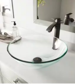 VIGO Giovanni Iridescent Glass 17 in. L x 17 in. W x 7 in. H Round Vessel Bathroom Sink