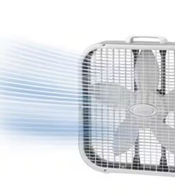 Lasko 20 in. 3 Speed Air Circulating Box Fan for Home in White with Save Smart Technology, 1820 CFM and Carry Handle