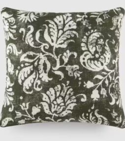 Becky Cameron Distressed Floral Olive Elegant Patterns Cotton 20 in. x 20 in. Decor Throw Pillow