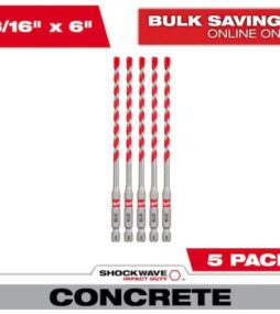 Milwaukee 3/16 in. SHOCKWAVE Carbide Hammer Drill Bits (5-Pack)